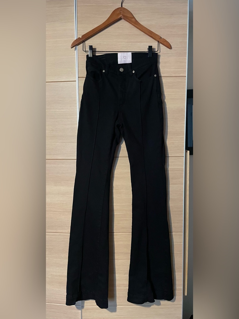 Revice Denim Black Pintuck High Rise Flare Jeans Size 25